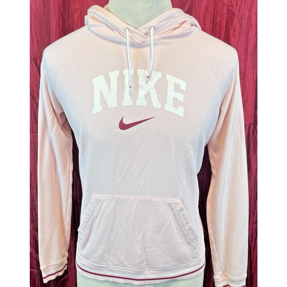 Womens Nike Pink Fleece Hooded Sweatshirt Jacket w Spellout & Logo sz Lg